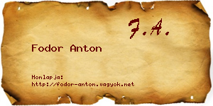 Fodor Anton névjegykártya